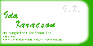 ida karacson business card